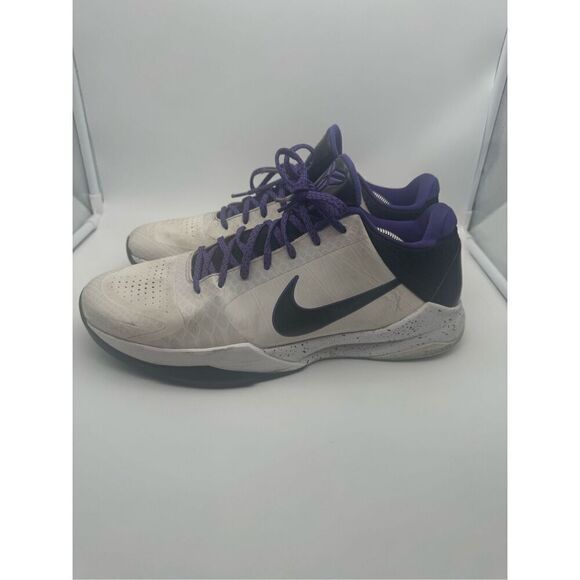 Nike Zoom Kobe 5 V OG Inline White Black Purple 386429-101 Mens Size 14‎ Rare